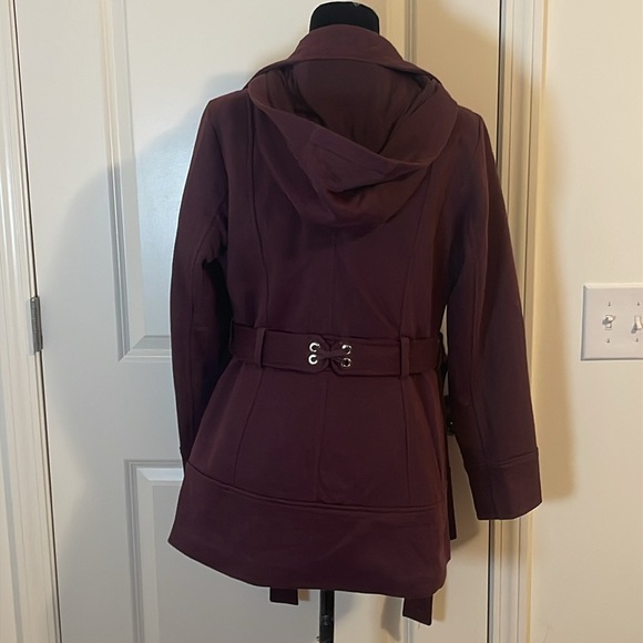 Jones NY Burgundy Knit Double Breasted Peacoat Size M - Picture 2 of 7